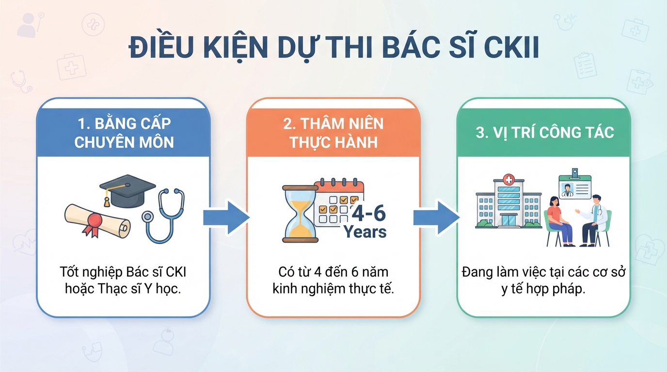 Tổng hợp điều kiện về bằng cấp và thâm niên thực hành để dự thi bác sĩ CKII.
