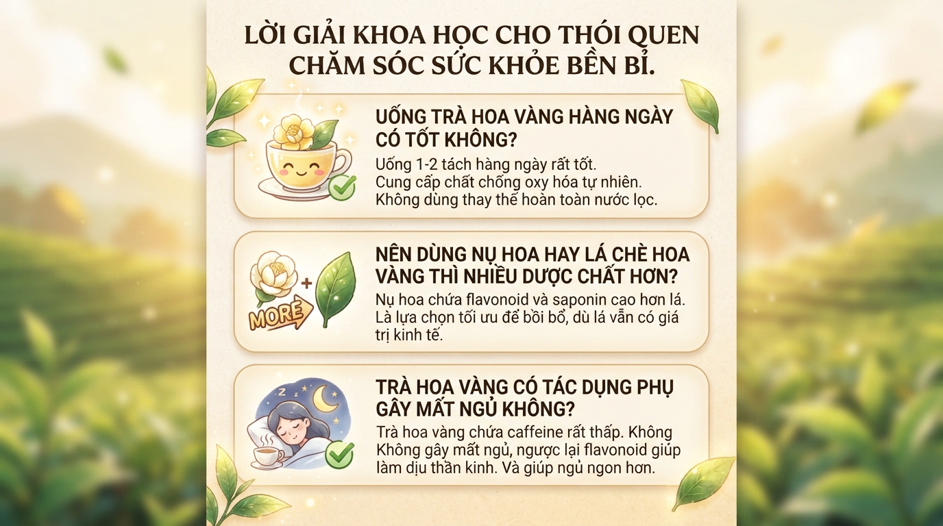 Trà hoa vàng có tác dụng gì? Cách dùng và lưu ý cho sức khỏe