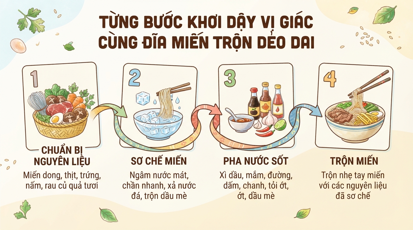 Cách làm miến trộn chua ngọt thơm ngon, cân bằng dinh dưỡng