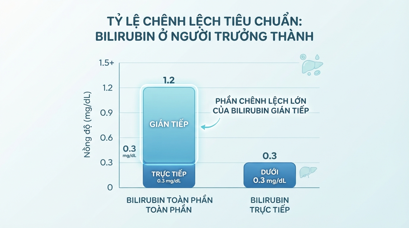 Tỷ lệ chênh lệch tiêu chuẩn giữa các chỉ số bilirubin ở người trưởng thành.