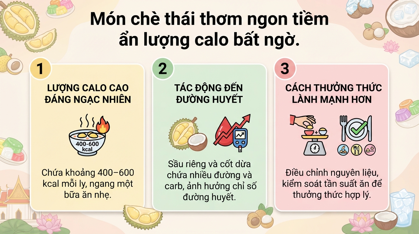 Chè Thái bao nhiêu calo? Cách ăn hợp lý để hạn chế tăng cân