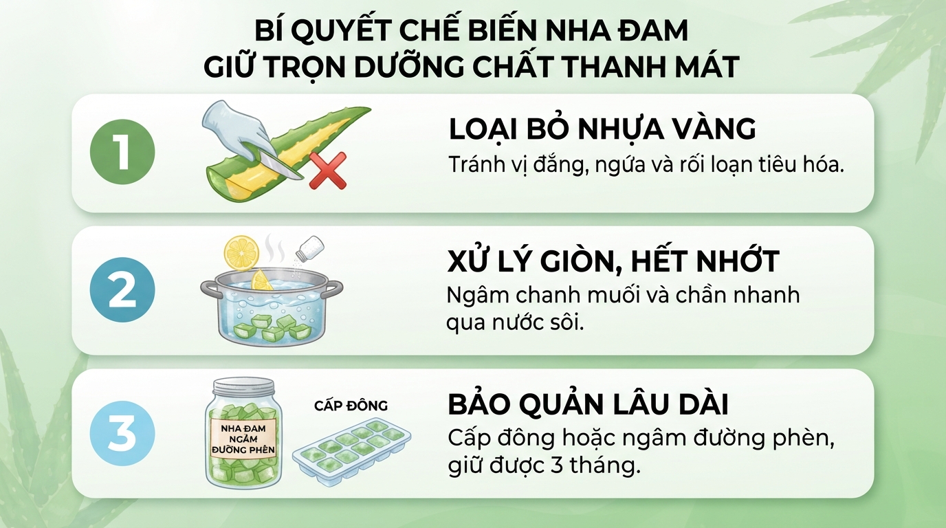 Cách chế biến nha đam giòn ngon, hết nhớt và không đắng