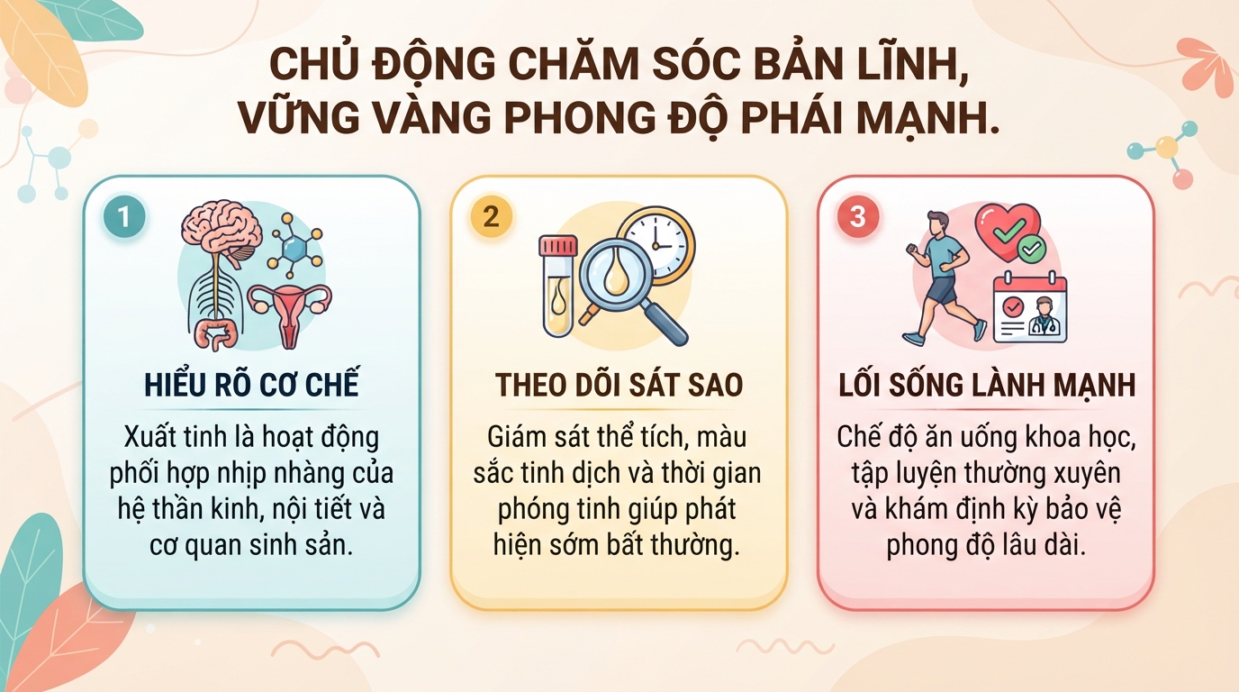 Xuất tinh ở nam giới: Cơ chế sinh lý, chỉ số chuẩn và các rối loạn
