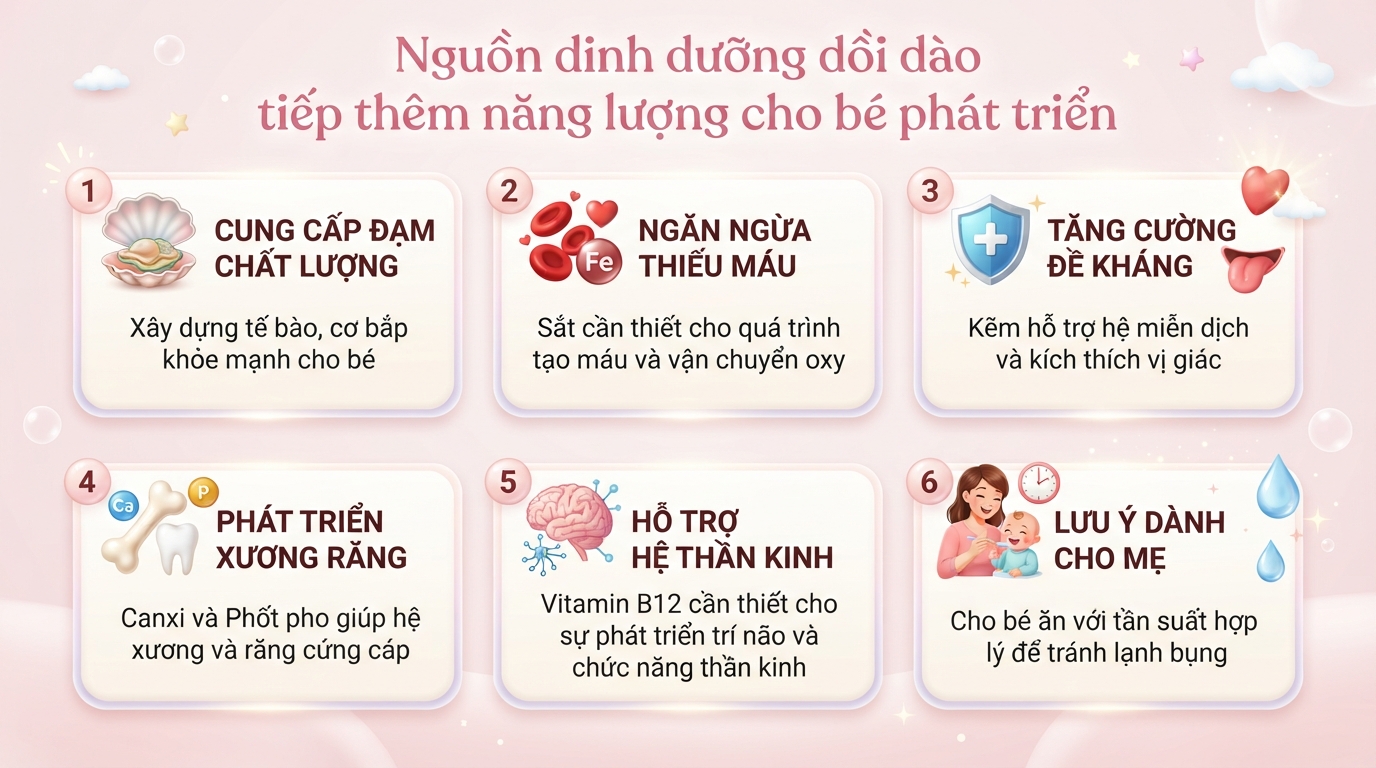 Bé mấy tháng ăn được ngao? Cách nấu cháo ngao ngon và an toàn cho bé ăn dặm