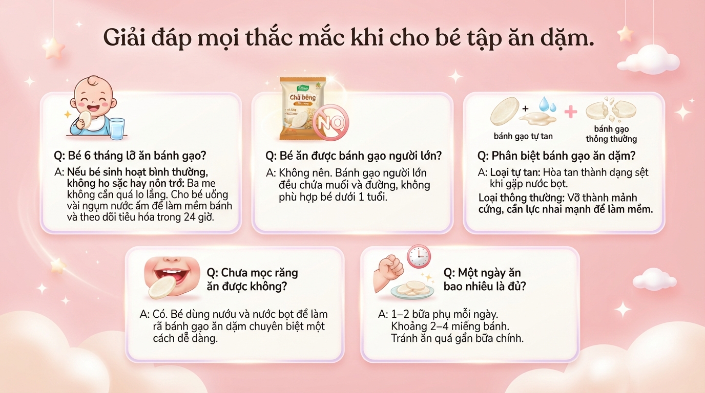 Bánh gạo An bé mấy tháng ăn được? Mốc độ tuổi và lưu ý an toàn cho mẹ