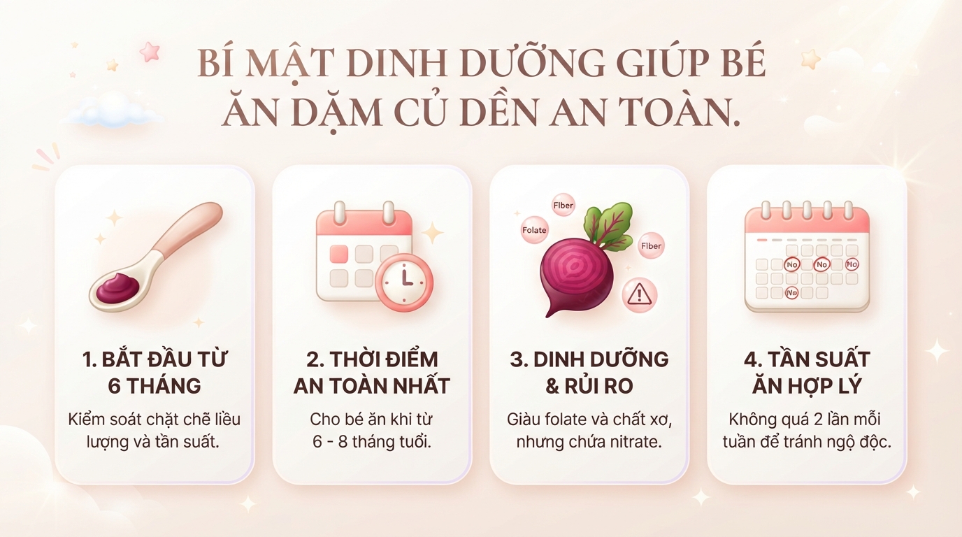 Bé mấy tháng ăn được củ dền? Lợi ích, cách nấu, lưu ý an toàn cho bé ăn dặm