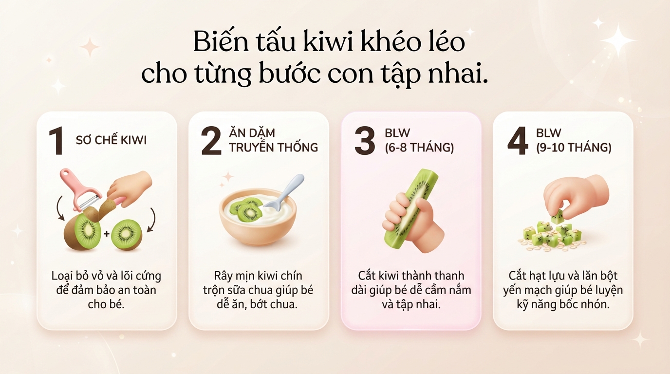 Bé mấy tháng ăn được kiwi? Hướng dẫn cho bé ăn dăm an toàn