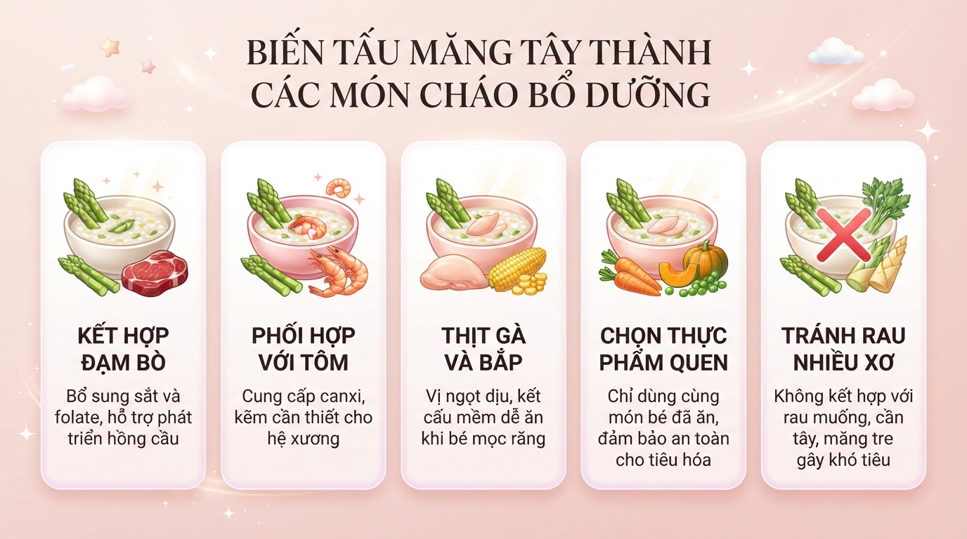 Bé mấy tháng ăn được măng tây và cách chế biến an toàn cho trẻ tại nhà