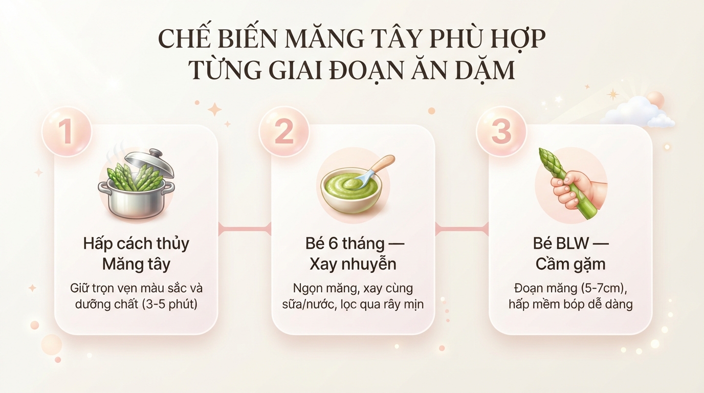 Bé mấy tháng ăn được măng tây và cách chế biến an toàn cho trẻ tại nhà