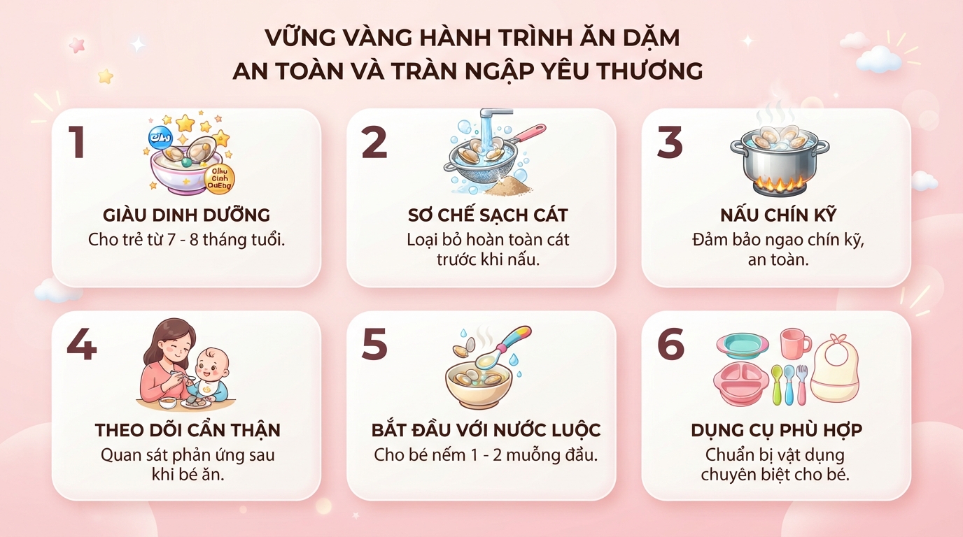 Bé mấy tháng ăn được ngao? Cách nấu cháo ngao ngon và an toàn cho bé ăn dặm