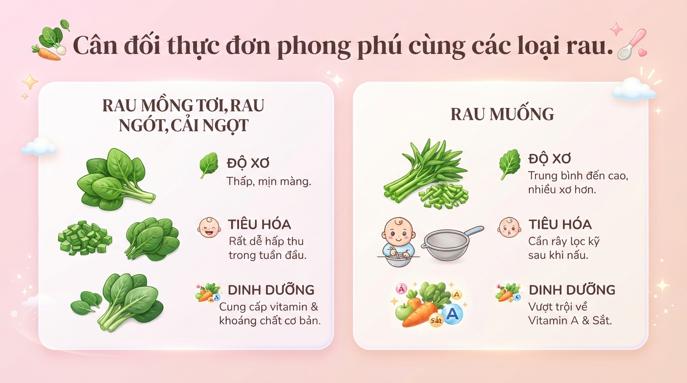 Bé mấy tháng ăn được rau muống? Lợi ích, cách chế biến lưu ý cho mẹ