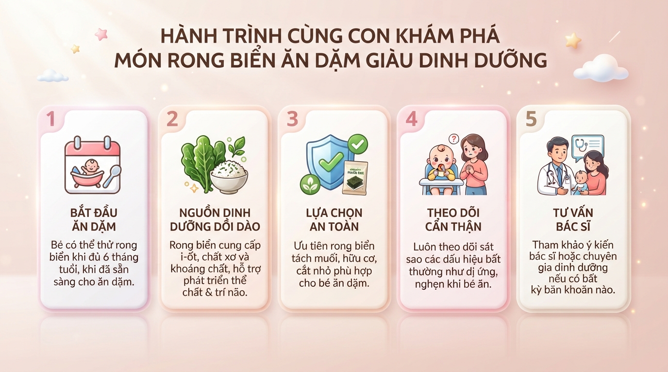 Bé mấy tháng ăn được rong biển? Lợi ích dinh dưỡng, cách chế biến