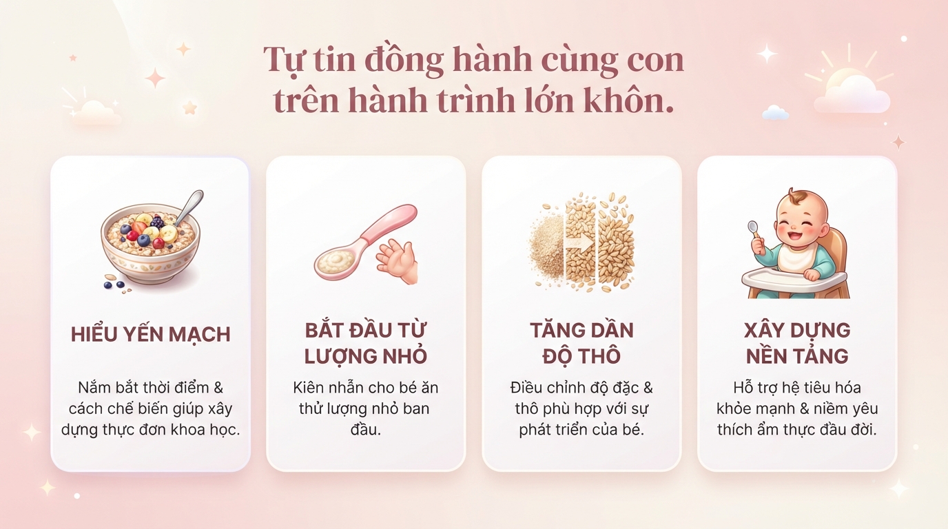 Bé mấy tháng ăn được yến mạch? Hướng dẫn cách dùng an toàn cho bé ăn dặm