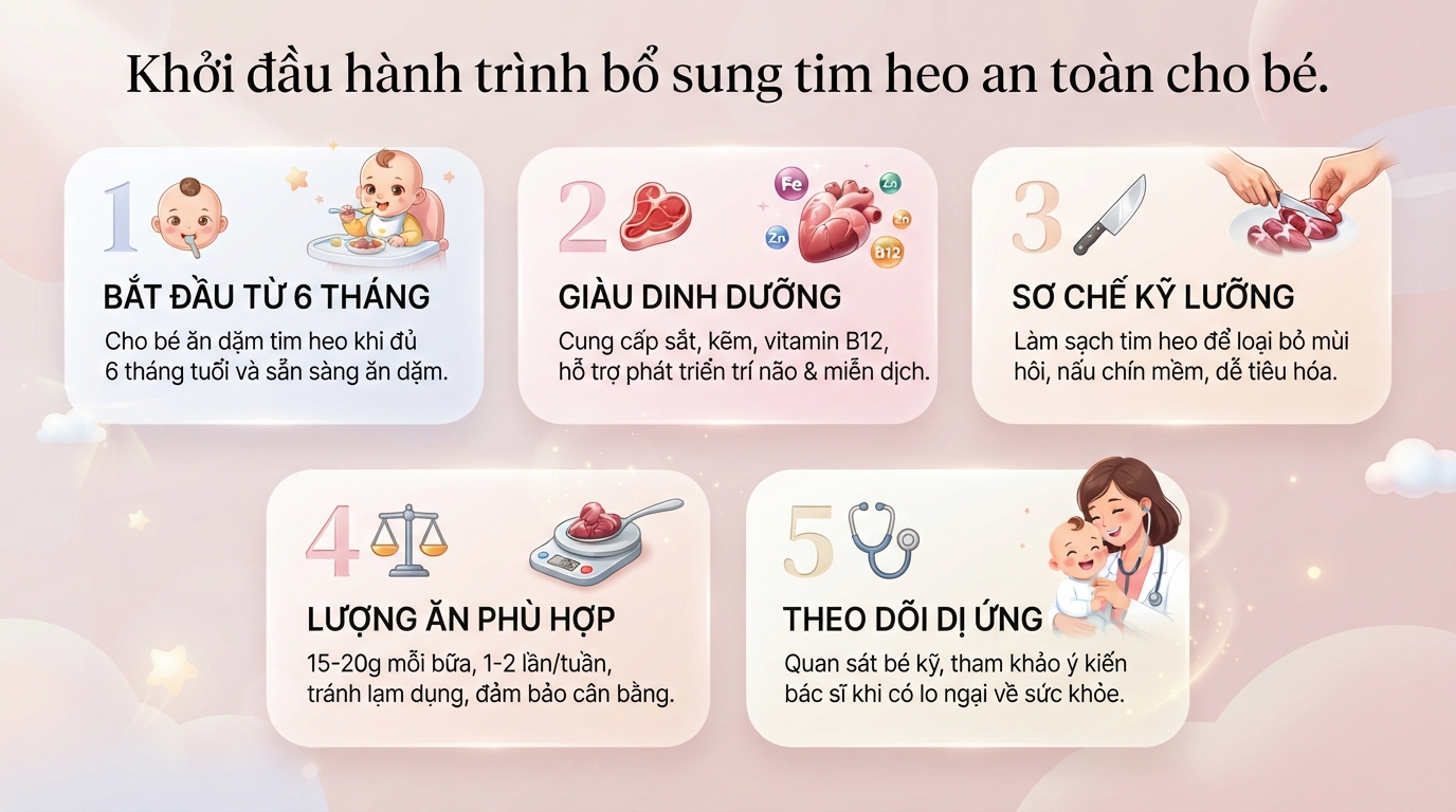 Bé mấy tháng ăn được tim heo? Lợi ích và thực đơn cho con