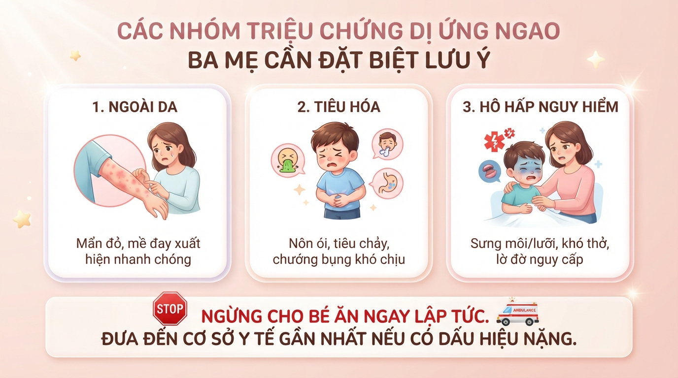 Các nhóm triệu chứng dị ứng ngao ba mẹ cần đặc biệt lưu ý. Các nhóm triệu chứng dị ứng ngao ba mẹ cần đặc biệt lưu ý.