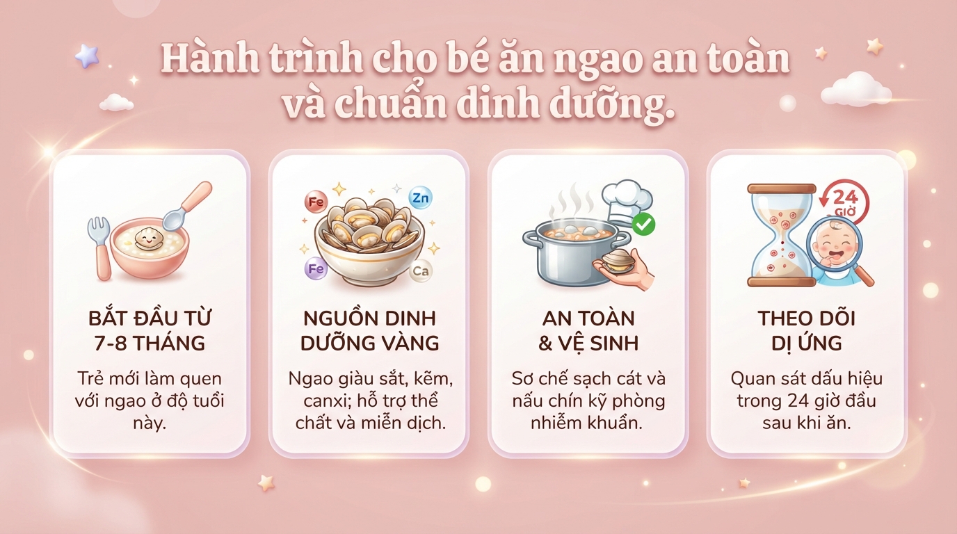 Bé mấy tháng ăn được ngao? Cách nấu cháo ngao ngon và an toàn cho bé ăn dặm