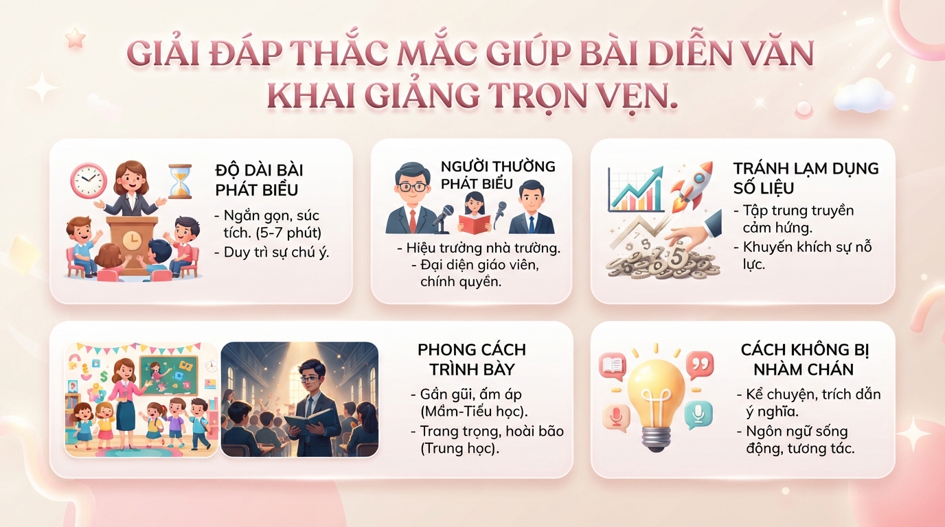 Diễn văn khai giảng ấn tượng, ý nghĩa cho từng cấp học 2026 mới nhất