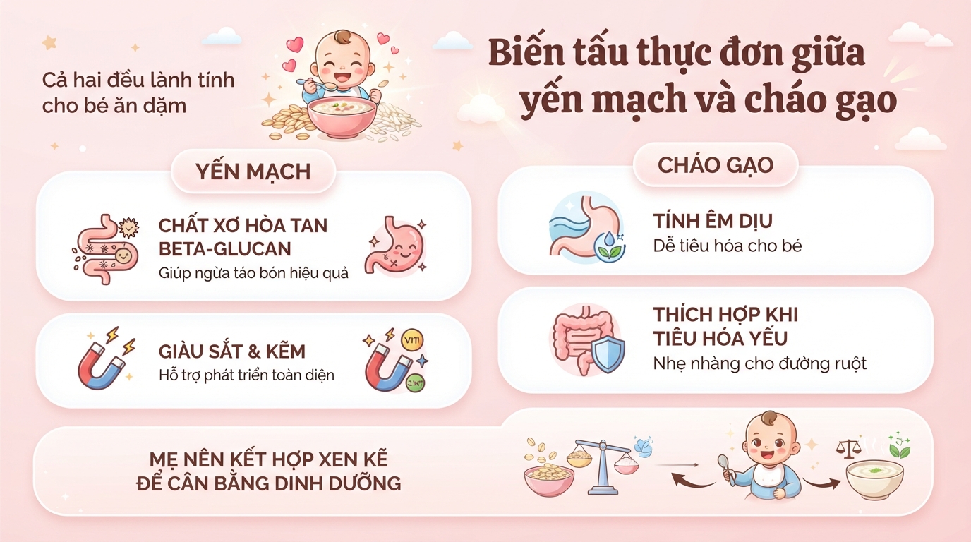 Bé mấy tháng ăn được yến mạch? Hướng dẫn cách dùng an toàn cho bé ăn dặm