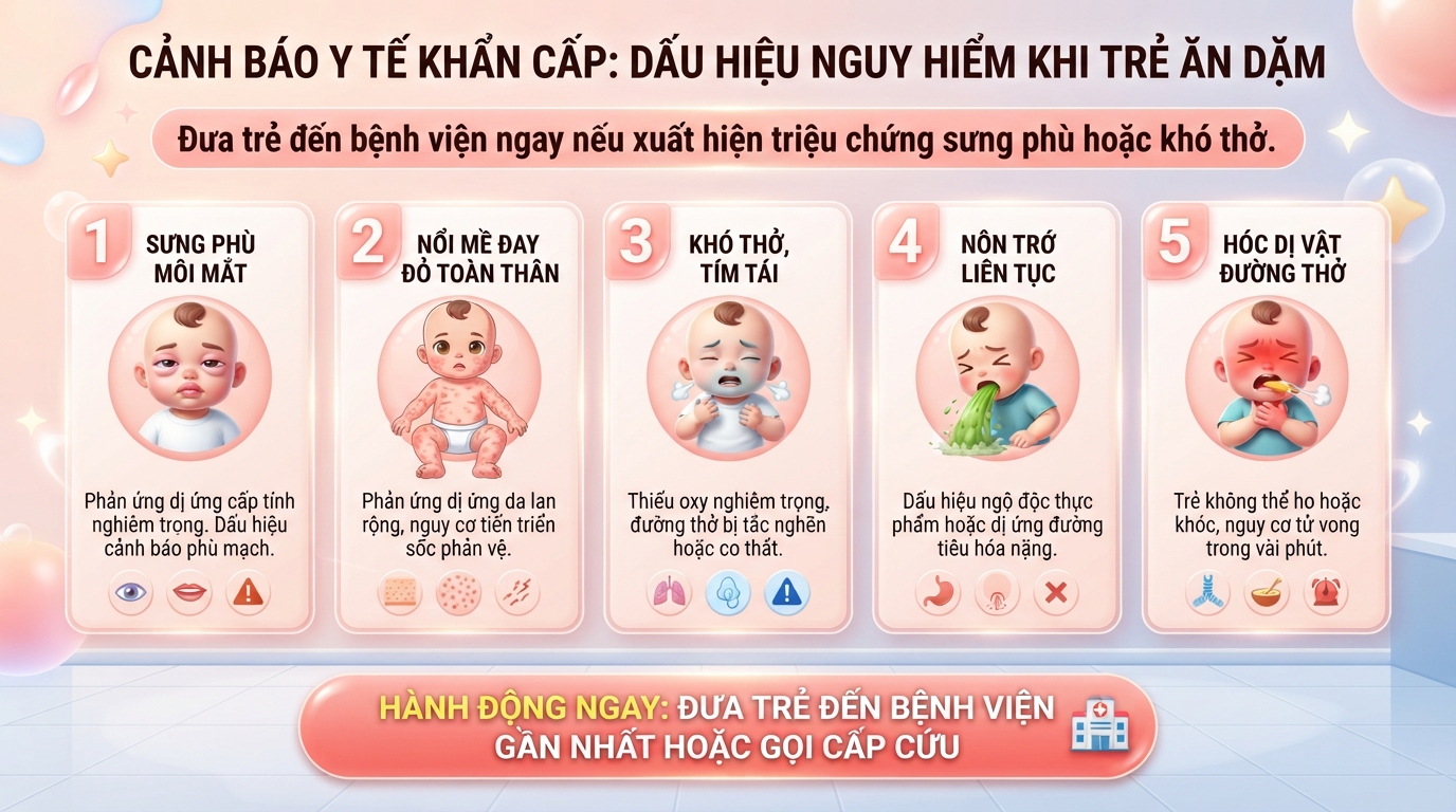 Đưa trẻ đến bệnh viện ngay nếu xuất hiện triệu chứng sưng phù hoặc khó thở. Đưa trẻ đến bệnh viện ngay nếu xuất hiện triệu chứng sưng phù hoặc khó thở.