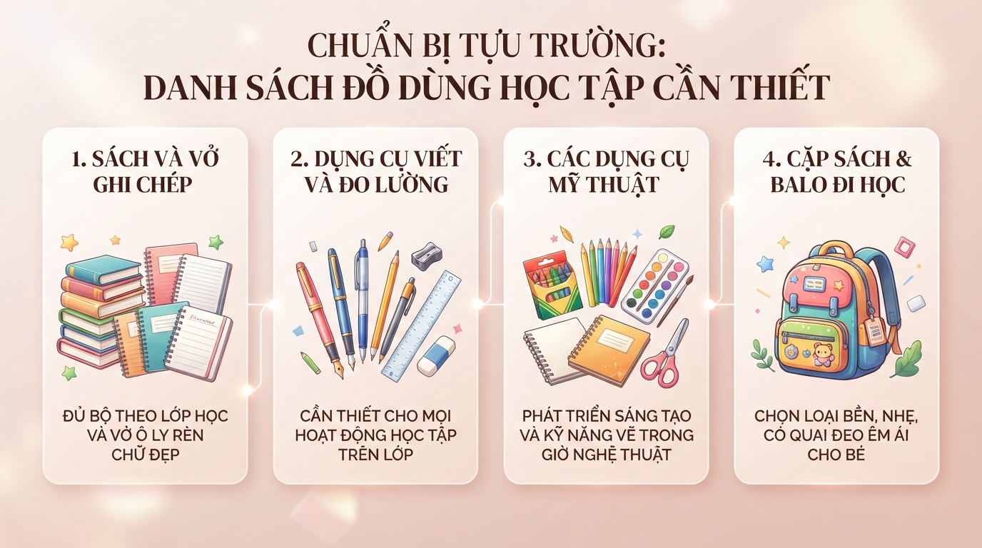 Gợi ý chi tiết vào năm học mới nên mua gì cho bé chuẩn bị tựu trường