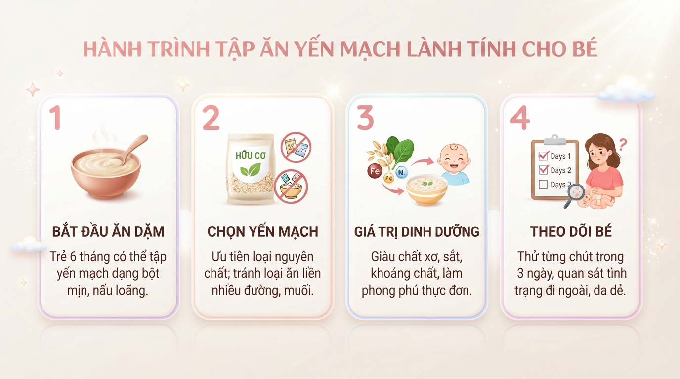 Bé mấy tháng ăn được yến mạch? Hướng dẫn cách dùng an toàn cho bé ăn dặm