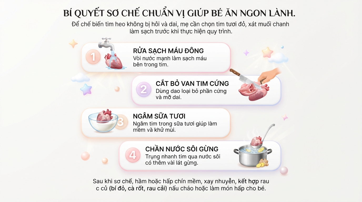 Bé mấy tháng ăn được tim heo? Lợi ích và thực đơn cho con