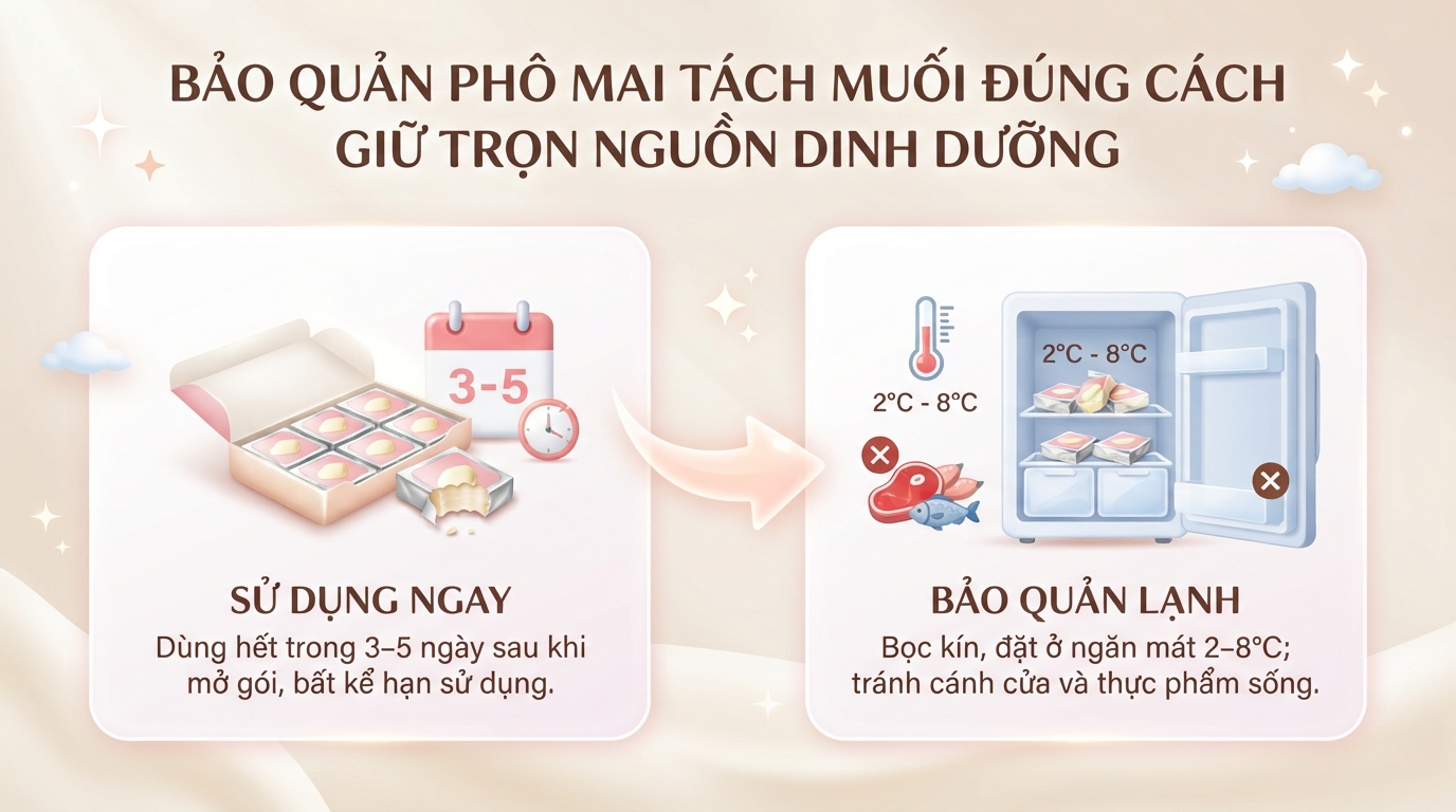Phô mai tách muối hạn sử dụng bao lâu? Cách chọn và bảo quản cho bé