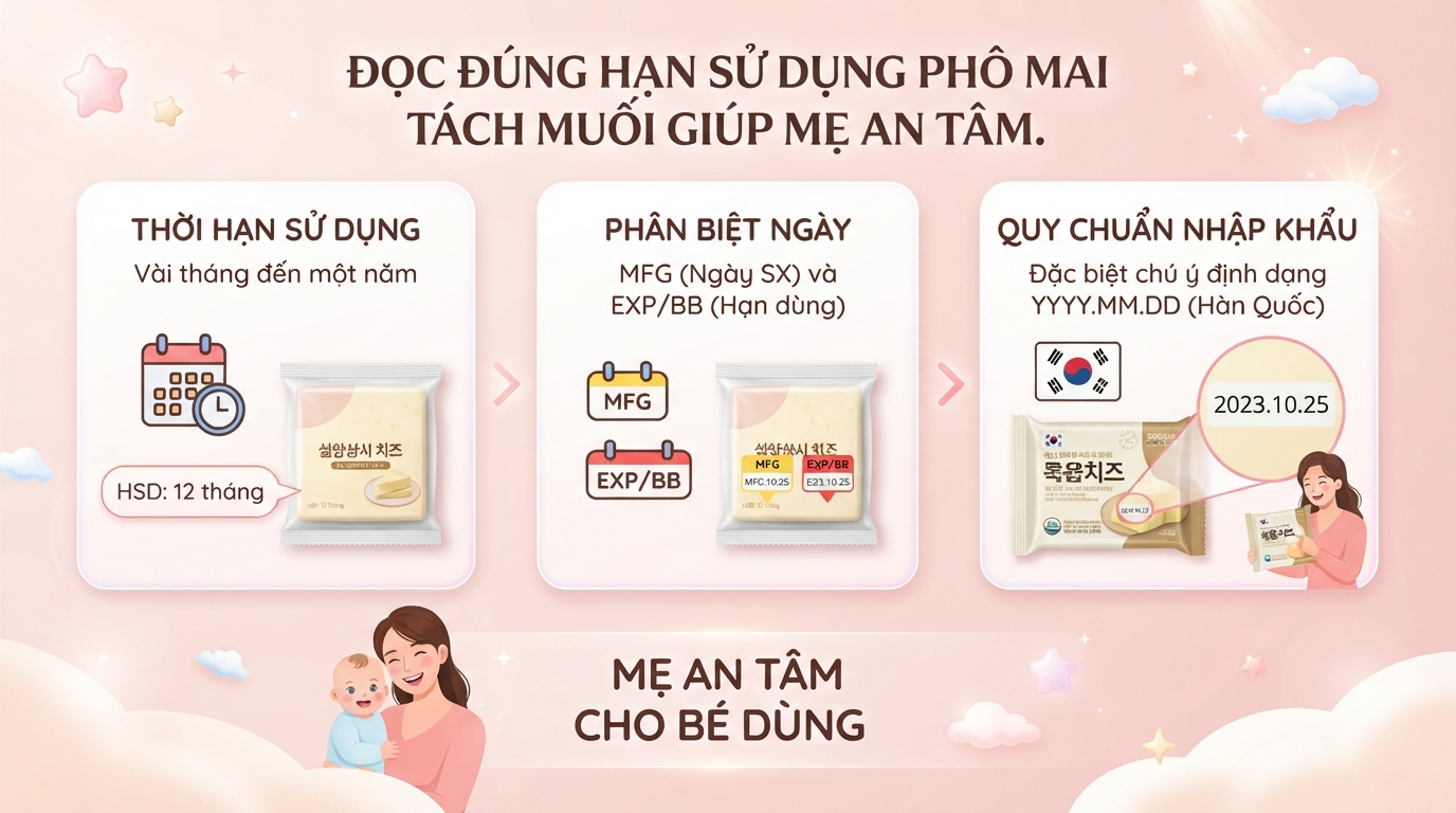 Phô mai tách muối hạn sử dụng bao lâu? Cách chọn và bảo quản cho bé