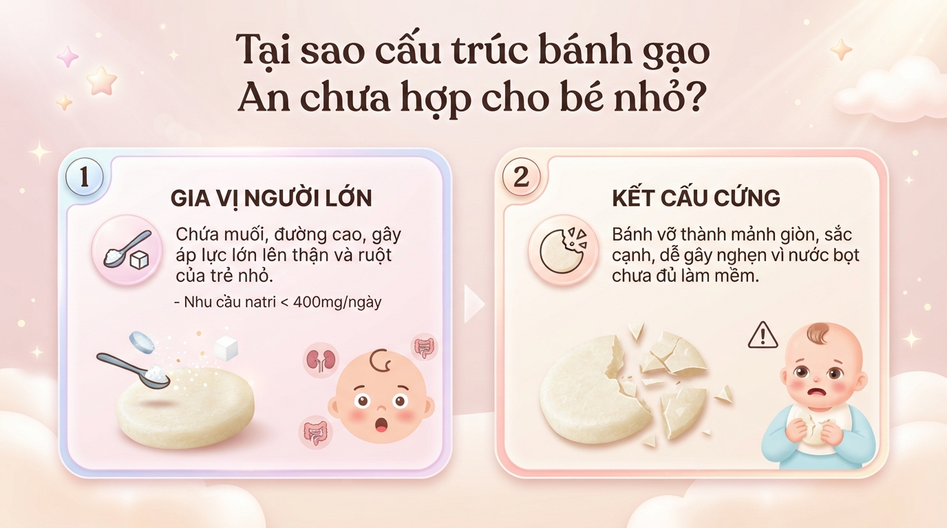 Bánh gạo An bé mấy tháng ăn được? Mốc độ tuổi và lưu ý an toàn cho mẹ