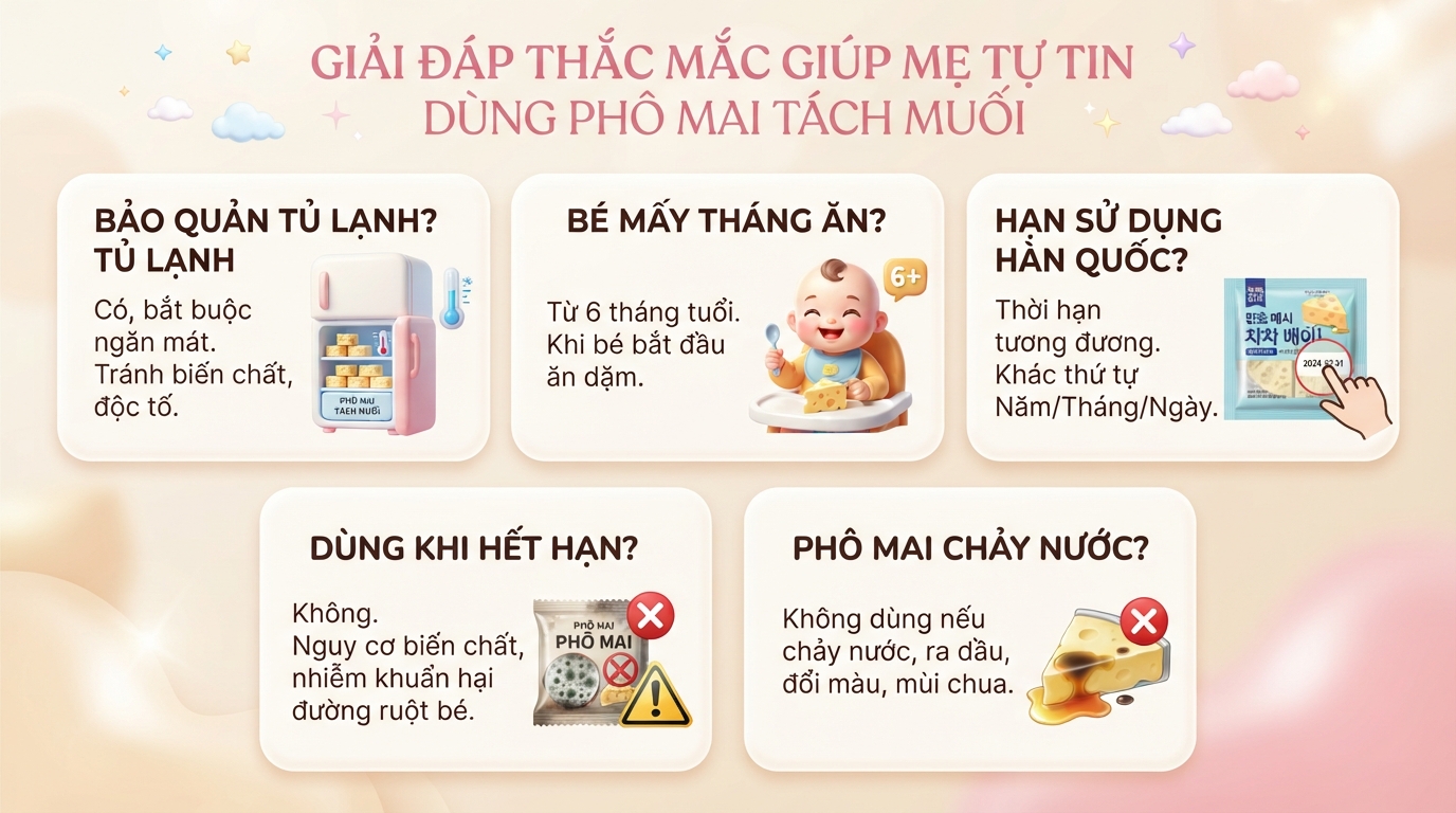 Phô mai tách muối hạn sử dụng bao lâu? Cách chọn và bảo quản cho bé