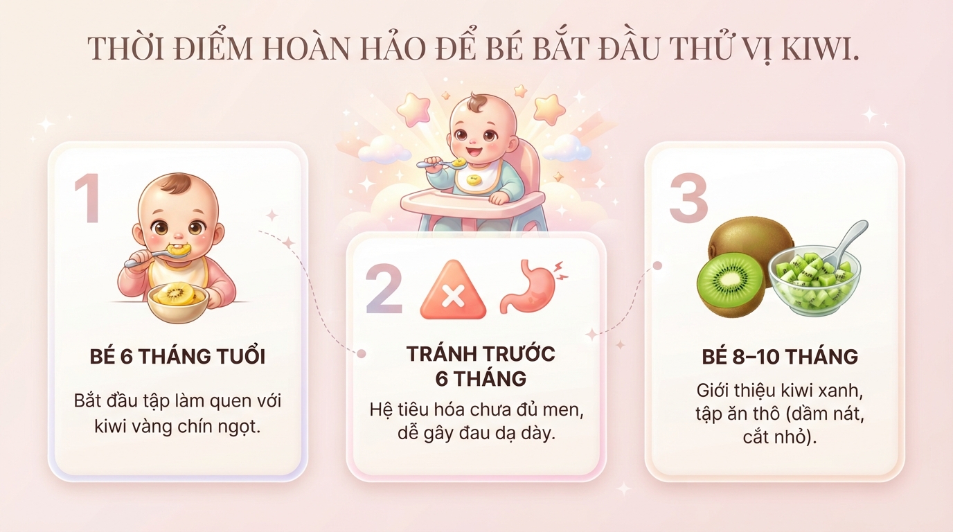 Bé mấy tháng ăn được kiwi? Hướng dẫn cho bé ăn dăm an toàn