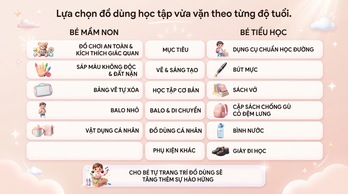 Vào năm học mới nên mua gì cho bé? Danh sách đồ dùng đầy đủ mẹ cần biết
