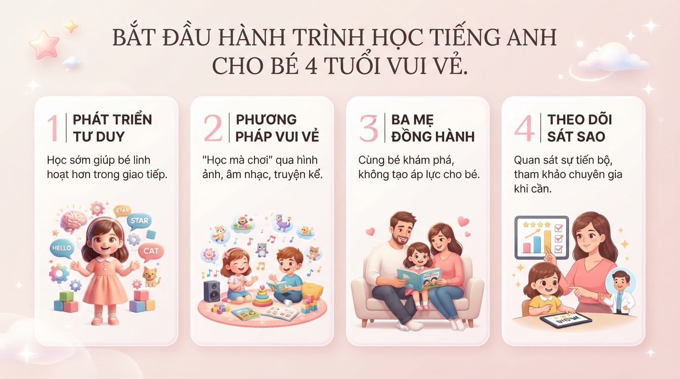 Dạy tiếng Anh cho bé 4 tuổi với phương pháp vừa học vừa chơi tại nhà