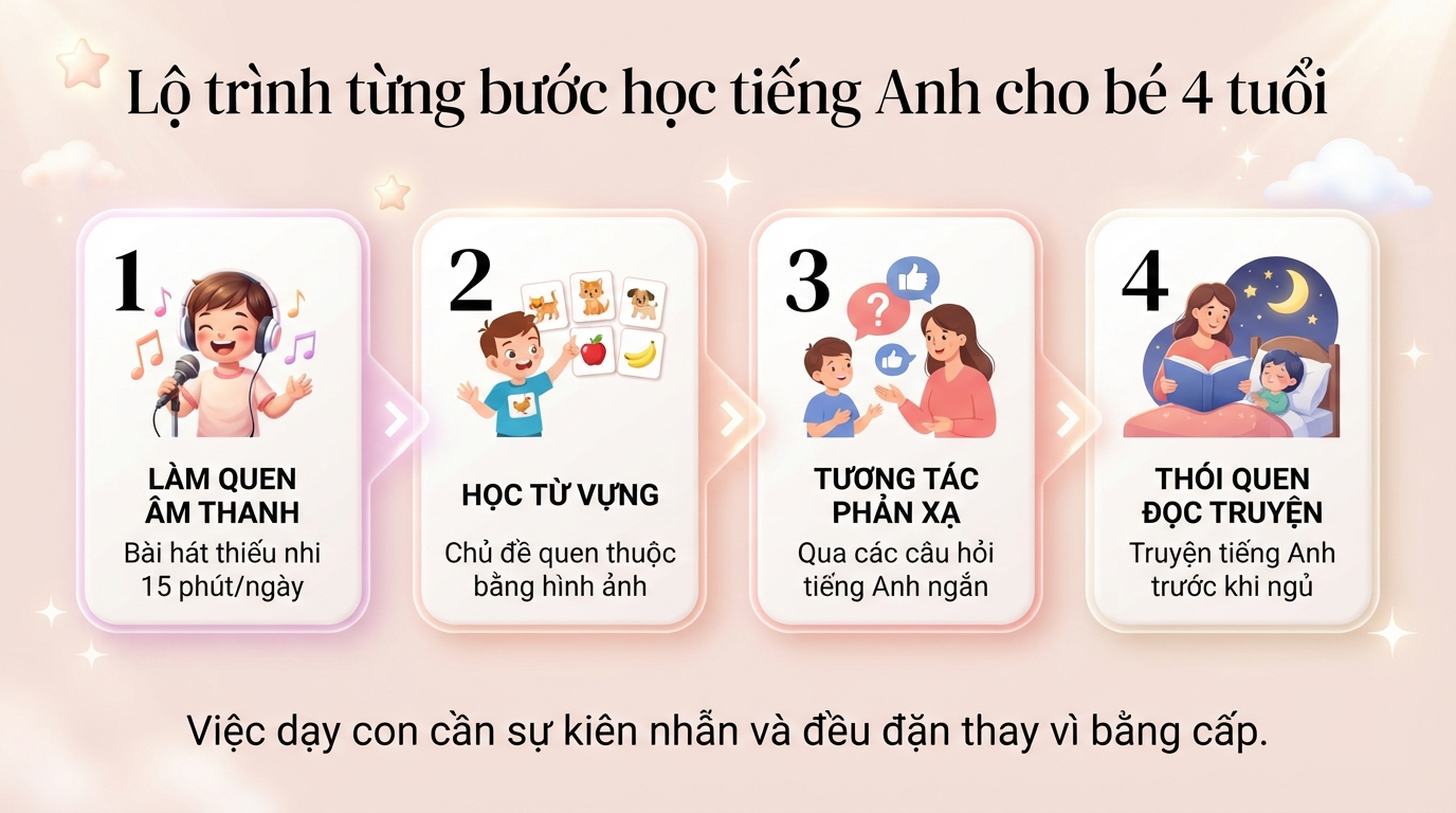 Dạy tiếng Anh cho bé 4 tuổi với phương pháp vừa học vừa chơi tại nhà