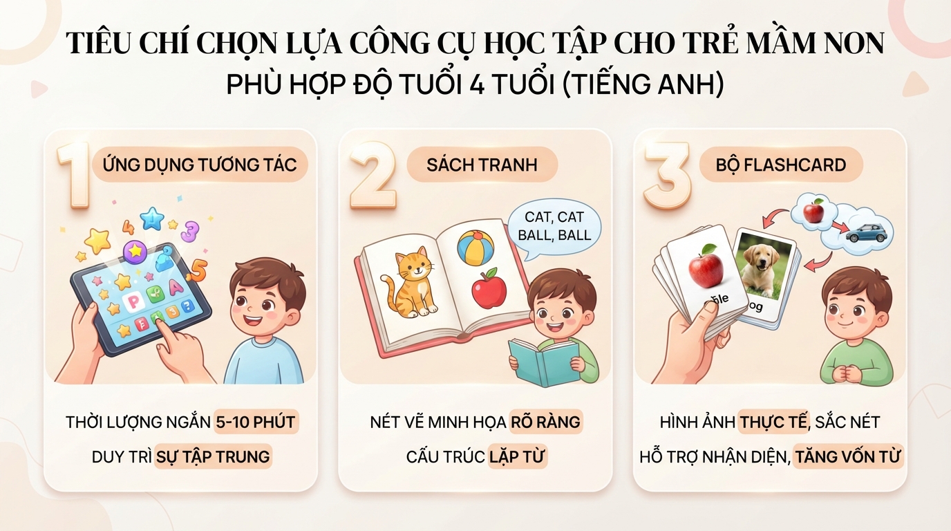 Tiêu chí chọn lựa công cụ học tập phù hợp độ tuổi mầm non. Tiêu chí chọn lựa công cụ học tập phù hợp độ tuổi mầm non.