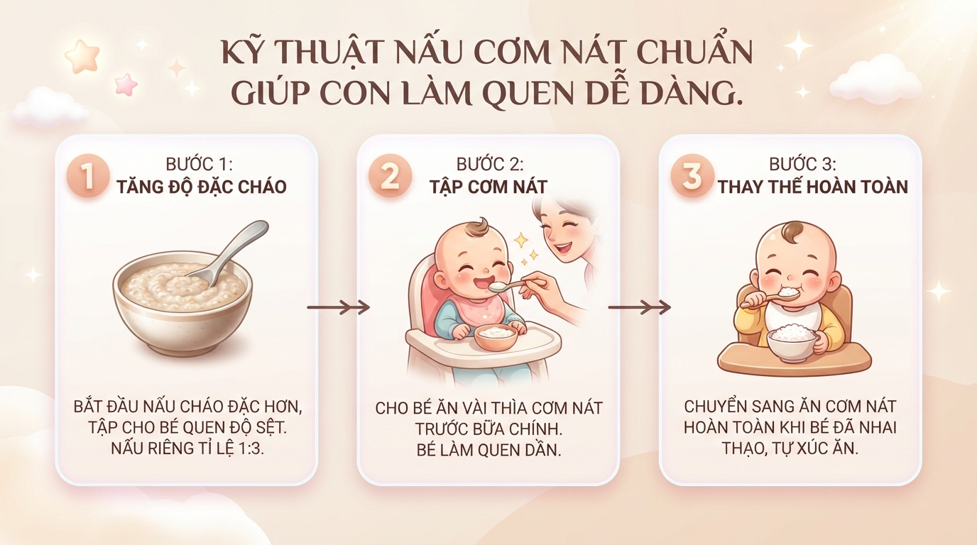 Trẻ mấy tháng ăn được cơm nát và cách chuyển giai đoạn an toàn