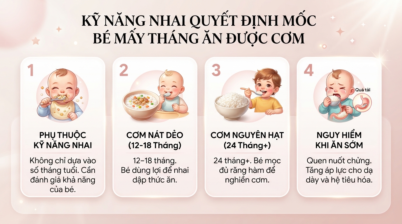 Trẻ mấy tháng ăn được cơm nát và cách chuyển giai đoạn an toàn