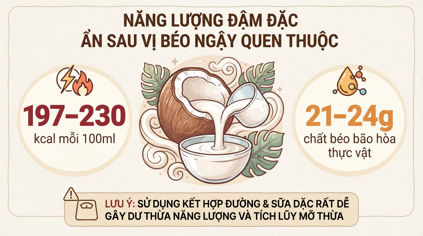 Nước cốt dừa bao nhiêu calo? Giá trị dinh dưỡng và lưu ý khi dùng