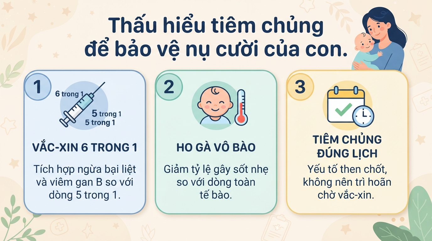 Vắc xin 5 trong 1 và 6 trong 1 có gì khác nhau?