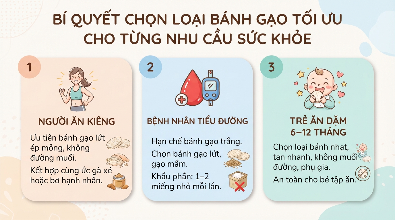 Bánh gạo: Cách chọn loại lành mạnh và ăn không tăng cân