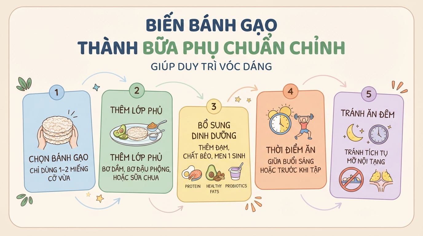 Bánh gạo: Cách chọn loại lành mạnh và ăn không tăng cân