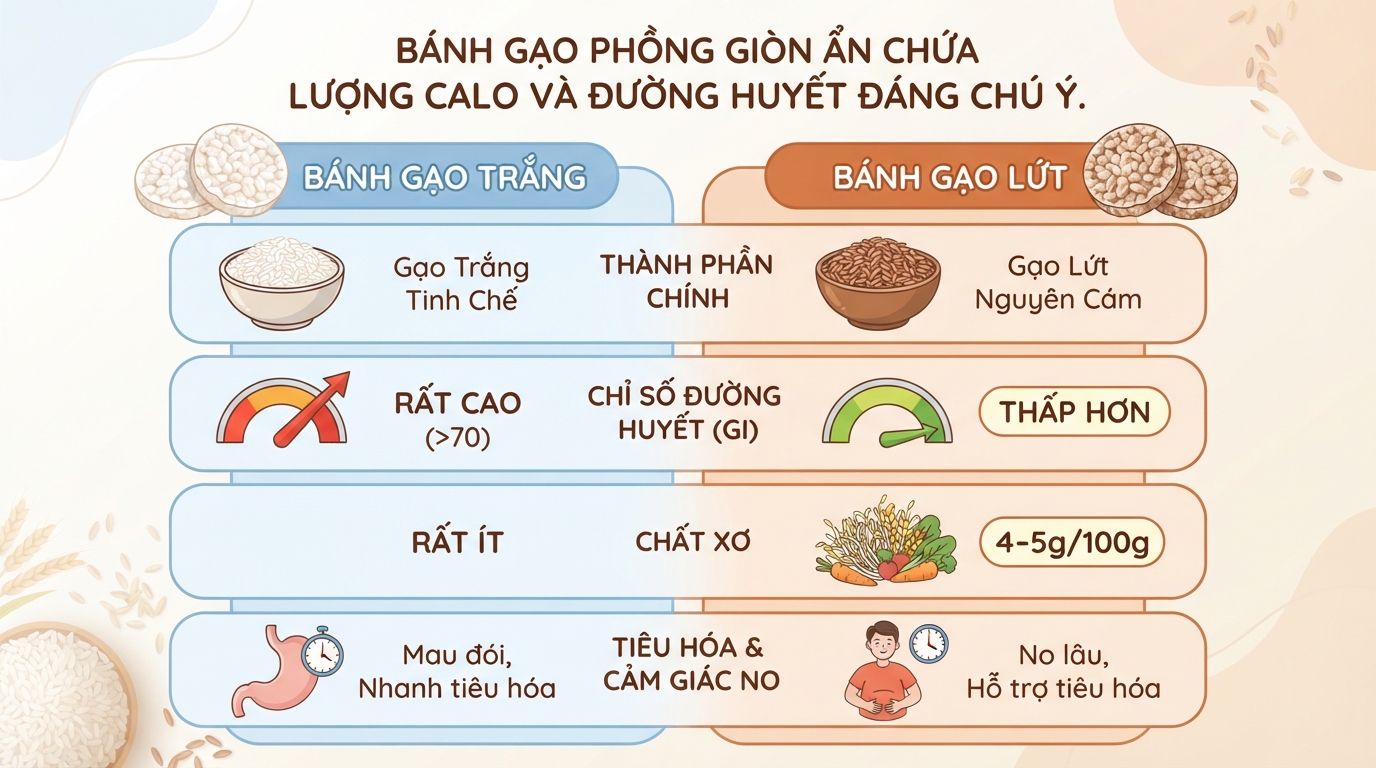 Bánh gạo: Cách chọn loại lành mạnh và ăn không tăng cân