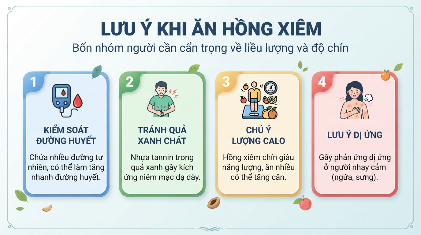 Bốn nhóm người cần lưu ý về liều lượng và độ chín khi ăn quả hồng xiêm.