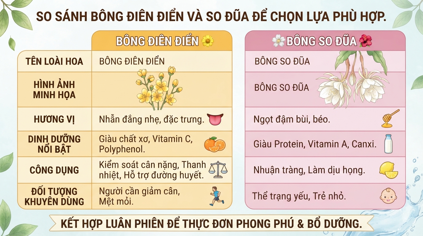 Bông điên điển có tác dụng gì? Dinh dưỡng, lợi ích và cách dùng