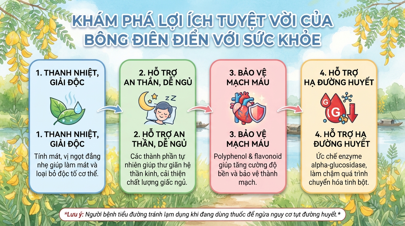 Bông điên điển có tác dụng gì? Dinh dưỡng, lợi ích và cách dùng