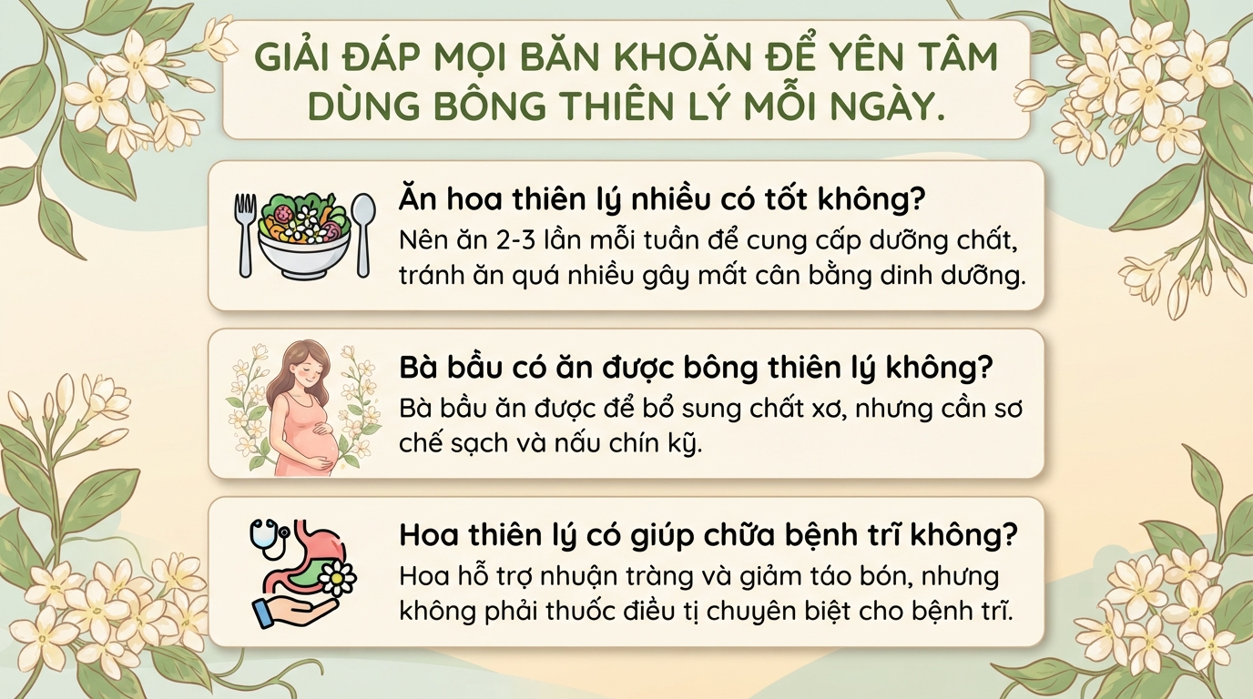Bông thiên lý: Lợi ích sức khỏe, cách dùng và thực hư về chất độc gây hại