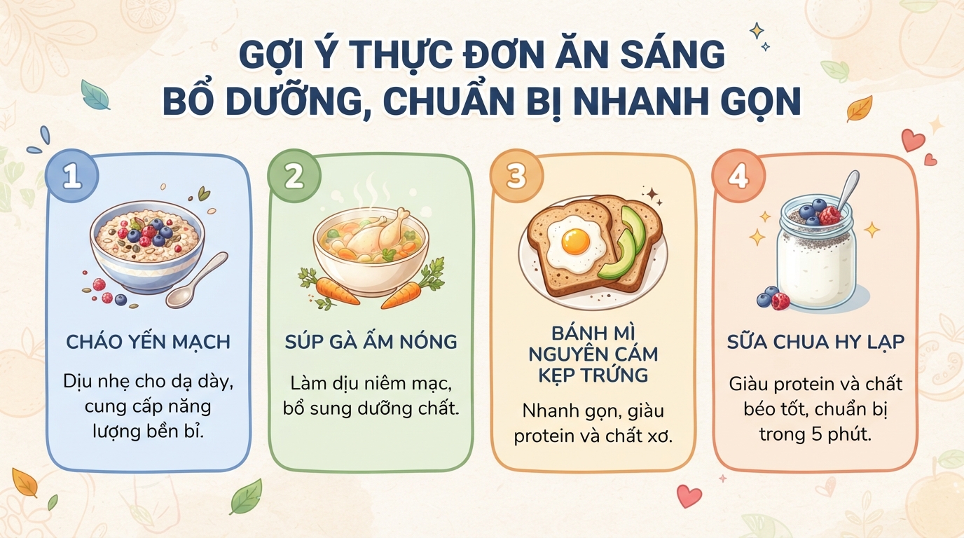 Bữa ăn sáng lành mạnh: 5 thực đơn đủ chất tốt cho sức khỏe