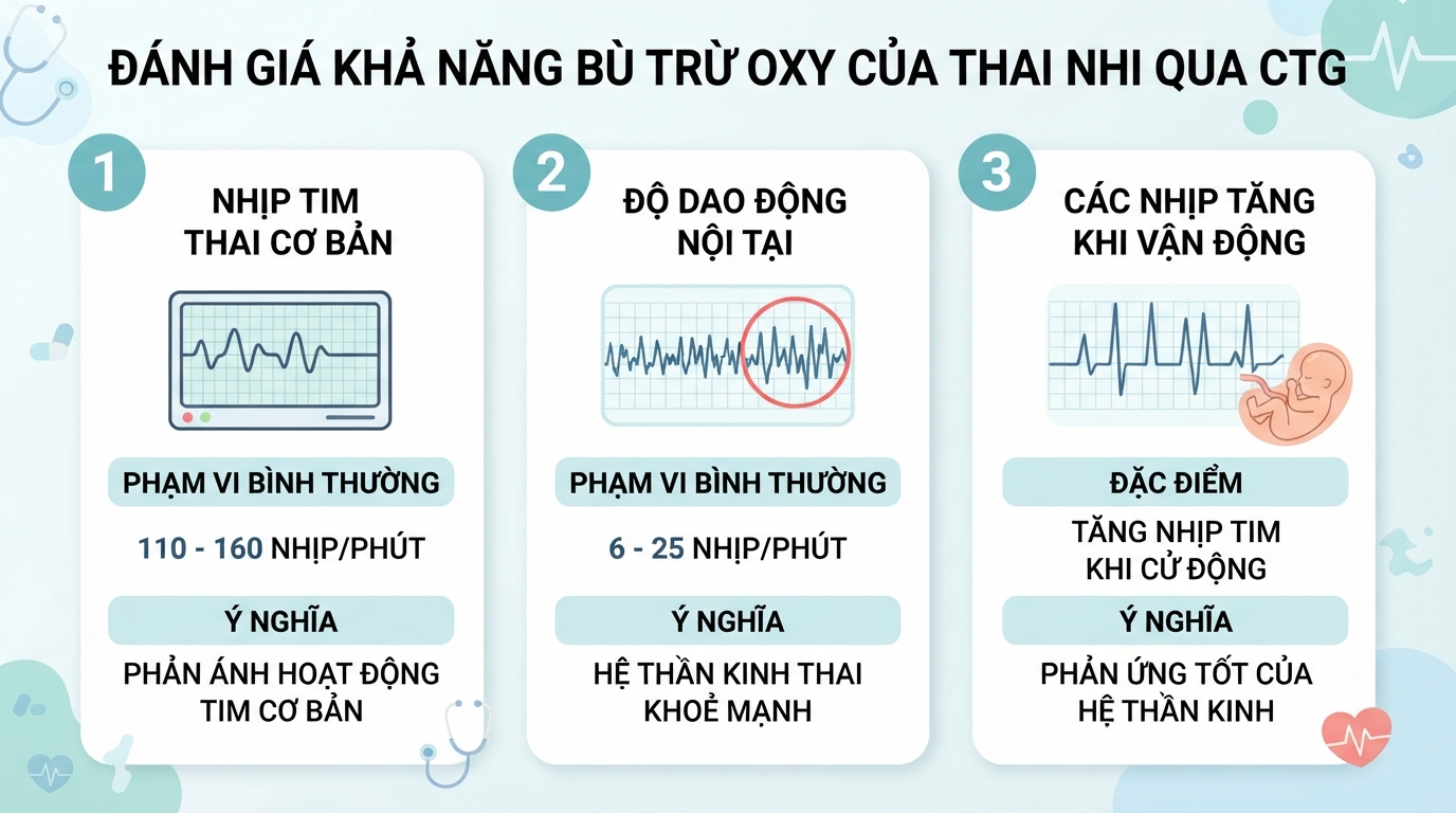 Các chỉ số CTG giúp bác sĩ đánh giá khả năng bù trừ oxy của thai nhi chính xác.