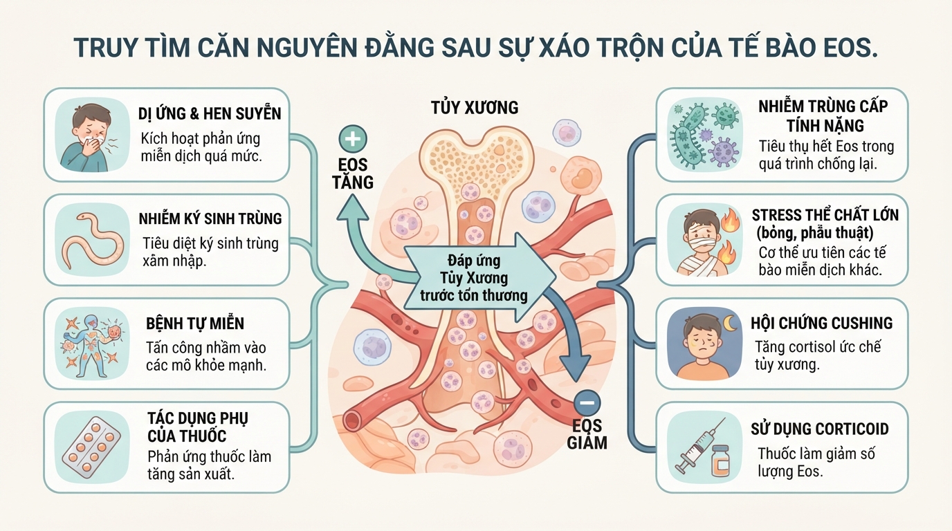 Chỉ số Eos trong xét nghiệm máu là gì? Ý nghĩa khi tăng hoặc giảm