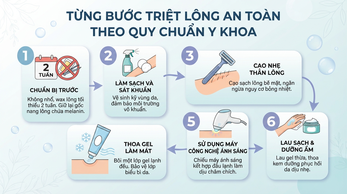 Các phương pháp triệt lông phổ biến và cách chăm sóc da sau triệt đúng cách